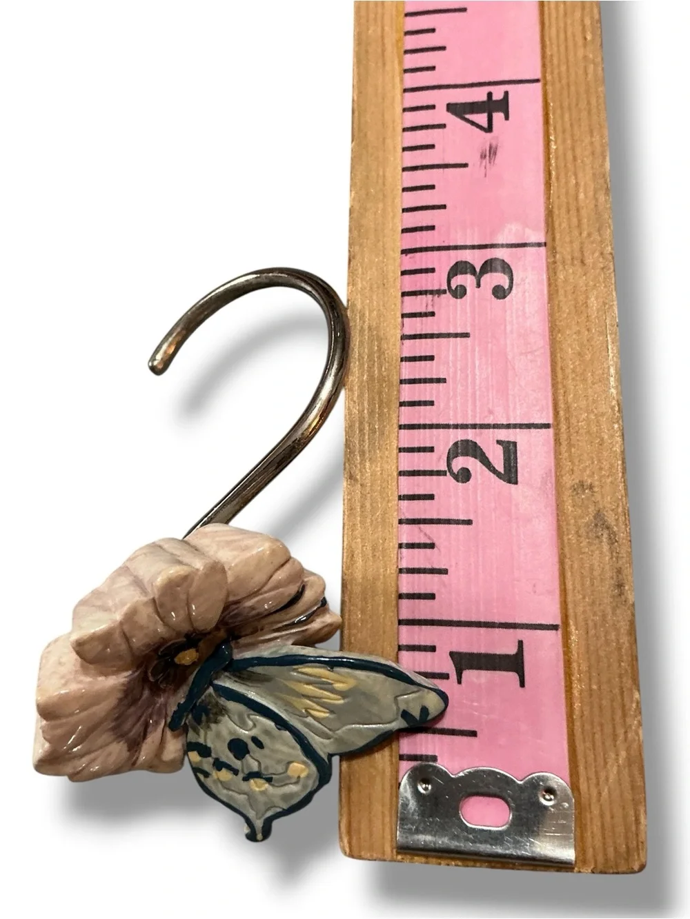 Vintage Butterfly Flower Shower Hooks - Pale Blue & Light Lavender (Set of 12)